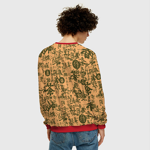 Мужской свитшот Дракон и иероглифы / 3D-Красный – фото 4