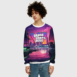 Свитшот мужской GTA 6 nigh city, цвет: 3D-белый — фото 2