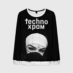 Свитшот мужской Techno храм монашка в маске, цвет: 3D-белый