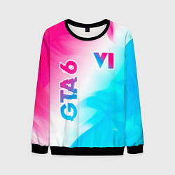 Свитшот мужской GTA 6 neon gradient style вертикально, цвет: 3D-черный