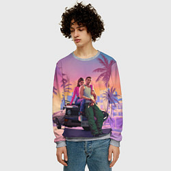 Свитшот мужской Люсия с парнем gta 6, цвет: 3D-меланж — фото 2