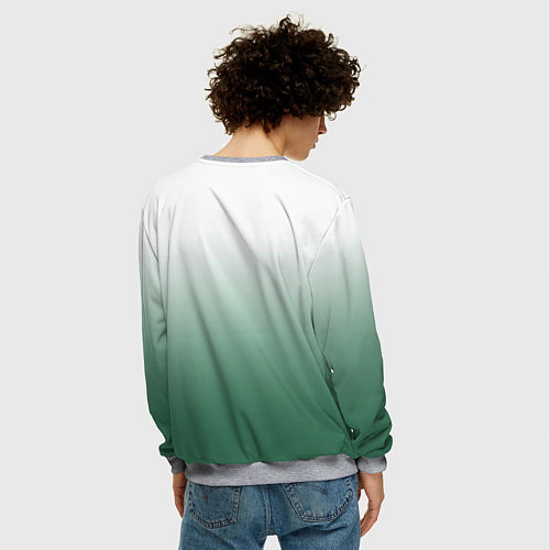 Мужской свитшот Туманный градиент бело-зелёный / 3D-Меланж – фото 4