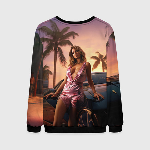 Мужской свитшот GTA 6 girl / 3D-Черный – фото 2