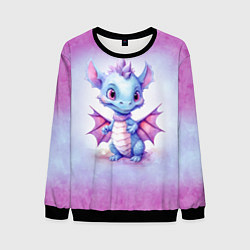 Свитшот мужской Дракончик нарисованный акварелью, цвет: 3D-черный