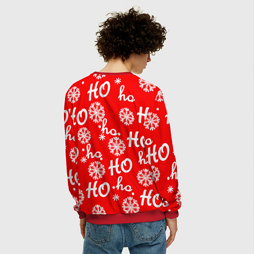 Мужской свитшот Падающие снежинки / 3D-Красный – фото 4