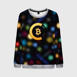 Свитшот мужской Bitcoin logo criptomoney, цвет: 3D-меланж