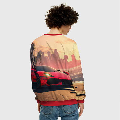 Мужской свитшот GTA 6 спортивное авто / 3D-Красный – фото 4