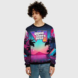Свитшот мужской GTA 6 summer abstract, цвет: 3D-черный — фото 2