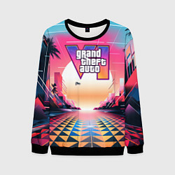 Свитшот мужской GTA 6 retro abstract logo, цвет: 3D-черный