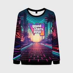 Свитшот мужской GTA 6 night city logo, цвет: 3D-черный