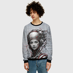 Свитшот мужской Подключенная к сети девушка-андроид, цвет: 3D-черный — фото 2