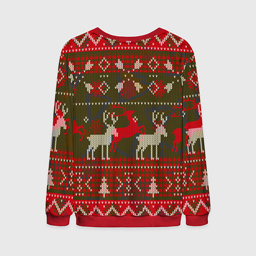 Мужской свитшот Рождественский орнамент / 3D-Красный – фото 2