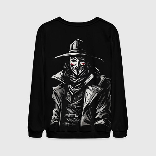 Мужской свитшот Гай фокс на чёрном фоне / 3D-Черный – фото 2