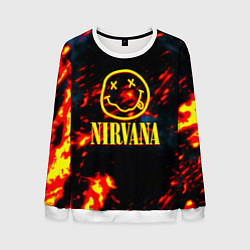 Мужской свитшот Nirvana rock огненное лого лава