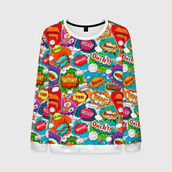 Свитшот мужской Bang Boom Ouch pop art pattern, цвет: 3D-белый