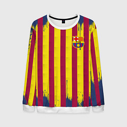 Свитшот мужской Полосатые цвета футбольного клуба Барселона, цвет: 3D-белый
