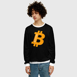 Свитшот мужской Биткоин криптовалюта оранжевое лого, цвет: 3D-белый — фото 2