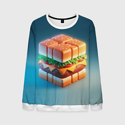Свитшот мужской Абстрактный гамбургер в форме куба, цвет: 3D-белый