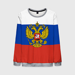 Свитшот мужской Флаг России с гербом, цвет: 3D-меланж