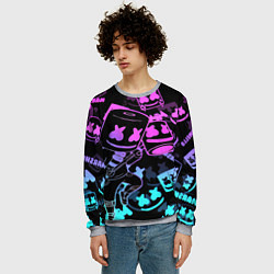 Свитшот мужской Marshmello neon pattern, цвет: 3D-меланж — фото 2