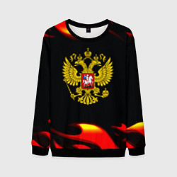 Свитшот мужской Герб РФ огонь, цвет: 3D-черный