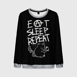 Свитшот мужской Поесть - поспать - повторить, цвет: 3D-меланж
