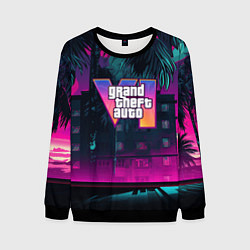 Свитшот мужской GTA 6 logo night Vice city, цвет: 3D-черный