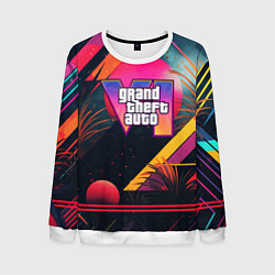 Свитшот мужской GTA 6 logo абстракция яркая, цвет: 3D-белый