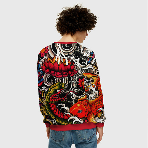 Мужской свитшот Samurai татуировки / 3D-Красный – фото 4