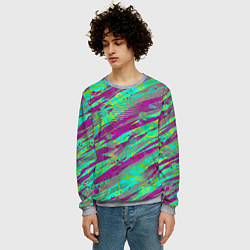Свитшот мужской Разноцветные паттерны, цвет: 3D-меланж — фото 2