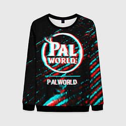 Свитшот мужской Palworld в стиле glitch и баги графики на темном ф, цвет: 3D-черный