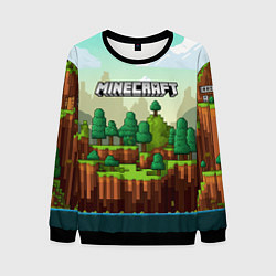 Свитшот мужской Minecraft logo квадратный мир, цвет: 3D-черный