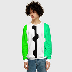 Свитшот мужской Техно линии зелёный, цвет: 3D-белый — фото 2