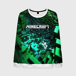 Свитшот мужской Minecraft logo в стиле киберпанк, цвет: 3D-белый