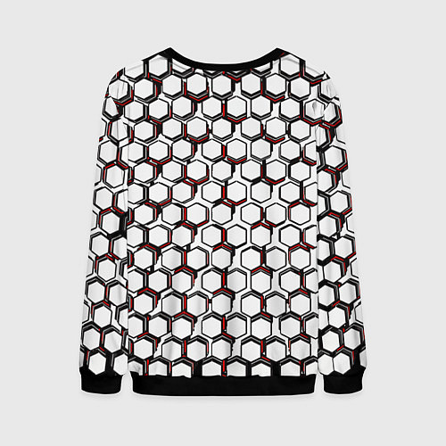 Мужской свитшот Киберпанк узор из шестиугольников красный / 3D-Черный – фото 2