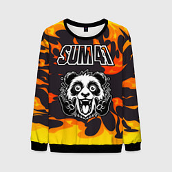 Свитшот мужской Sum41 рок панда и огонь, цвет: 3D-черный