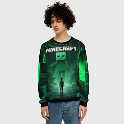 Свитшот мужской Minecraft зеленый монстр, цвет: 3D-черный — фото 2