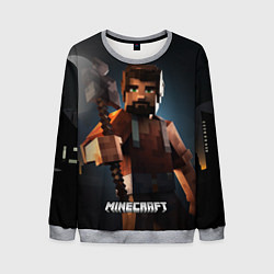 Свитшот мужской Minecraft персонаж с бородой ночью, цвет: 3D-меланж