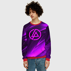 Свитшот мужской Linkin park neon stripes logo, цвет: 3D-красный — фото 2