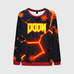Свитшот мужской Doom плиты лого в огне, цвет: 3D-красный