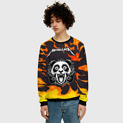 Свитшот мужской Metallica рок панда и огонь, цвет: 3D-черный — фото 2