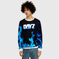 Свитшот мужской Dayz синий огонь лого, цвет: 3D-белый — фото 2