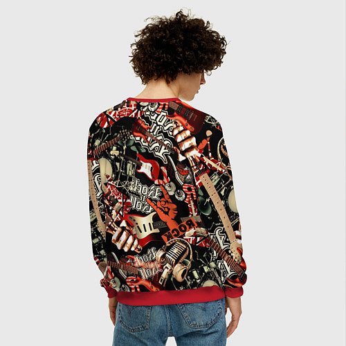 Мужской свитшот Рок патерн / 3D-Красный – фото 4