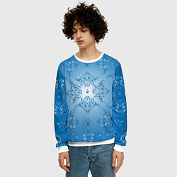 Свитшот мужской Векторные узоры на голубом фоне, цвет: 3D-белый — фото 2