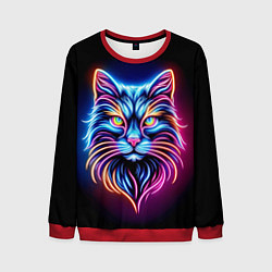 Свитшот мужской Суровый неоновый кот, цвет: 3D-красный