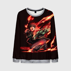 Свитшот мужской Тандзиро пламя, цвет: 3D-меланж