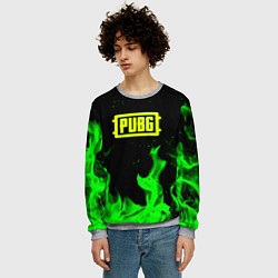 Свитшот мужской PUBG кислотное лого огненный стиль, цвет: 3D-меланж — фото 2