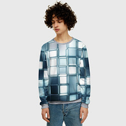 Свитшот мужской Зеркальная мозаика голубое стекло, цвет: 3D-меланж — фото 2