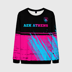 Свитшот мужской AEK Athens - neon gradient посередине, цвет: 3D-черный
