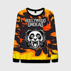 Свитшот мужской Hollywood Undead рок панда и огонь, цвет: 3D-черный
